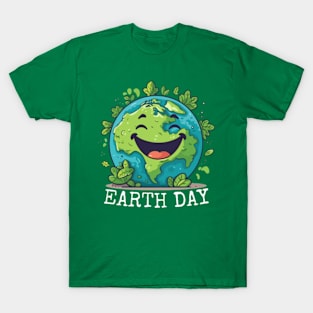 Happy Earth Day 2024 Cute Smile Earth Day Kids Boys Girl T-Shirt